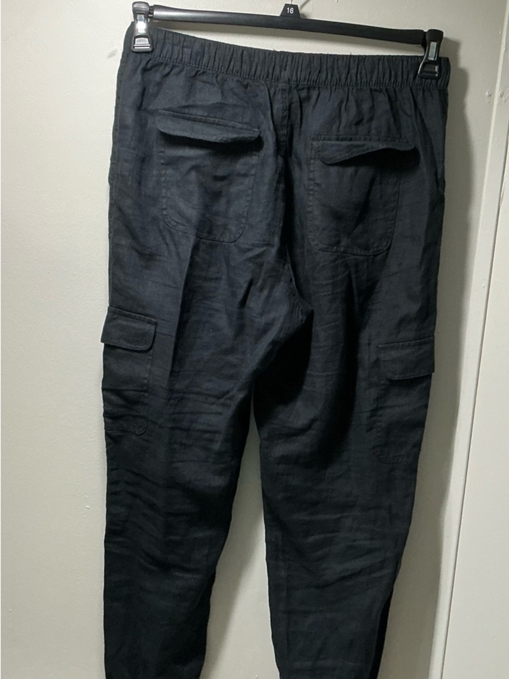 Nicole Miller linen Black ankle balloon Cargo beach Pants - Picture 4 of 12